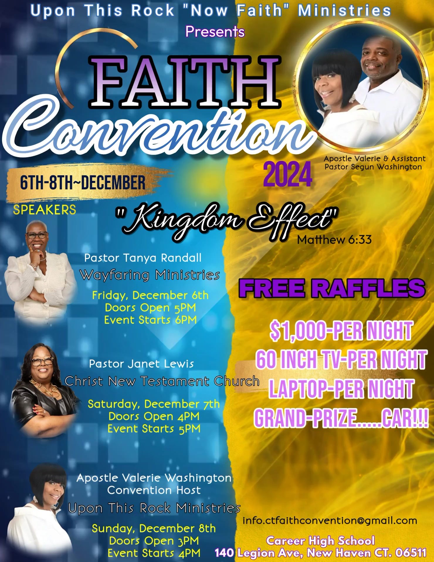 Faith Convention 2024 flyer, "Kingdom Effect", December 6th-8th, Career High School, New Haven